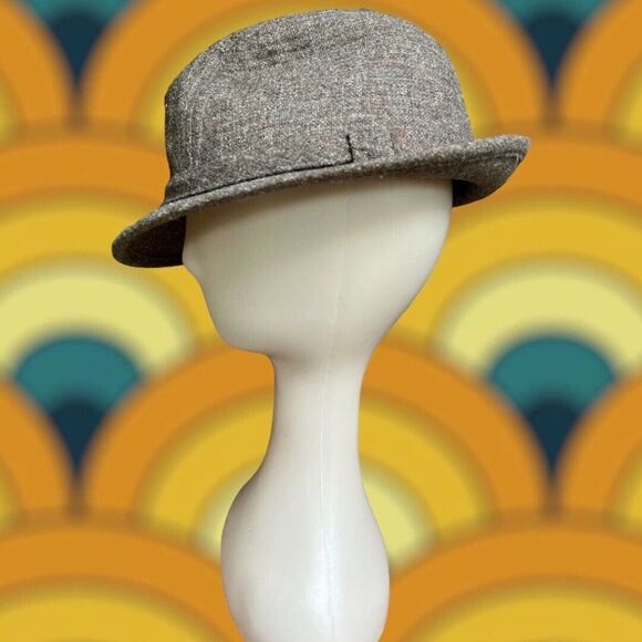 Vintage Other - Vintage 70’s Sears Gray Wool Poly Tweed Fedora Hat Unisex Medium 7 - 7 1/8